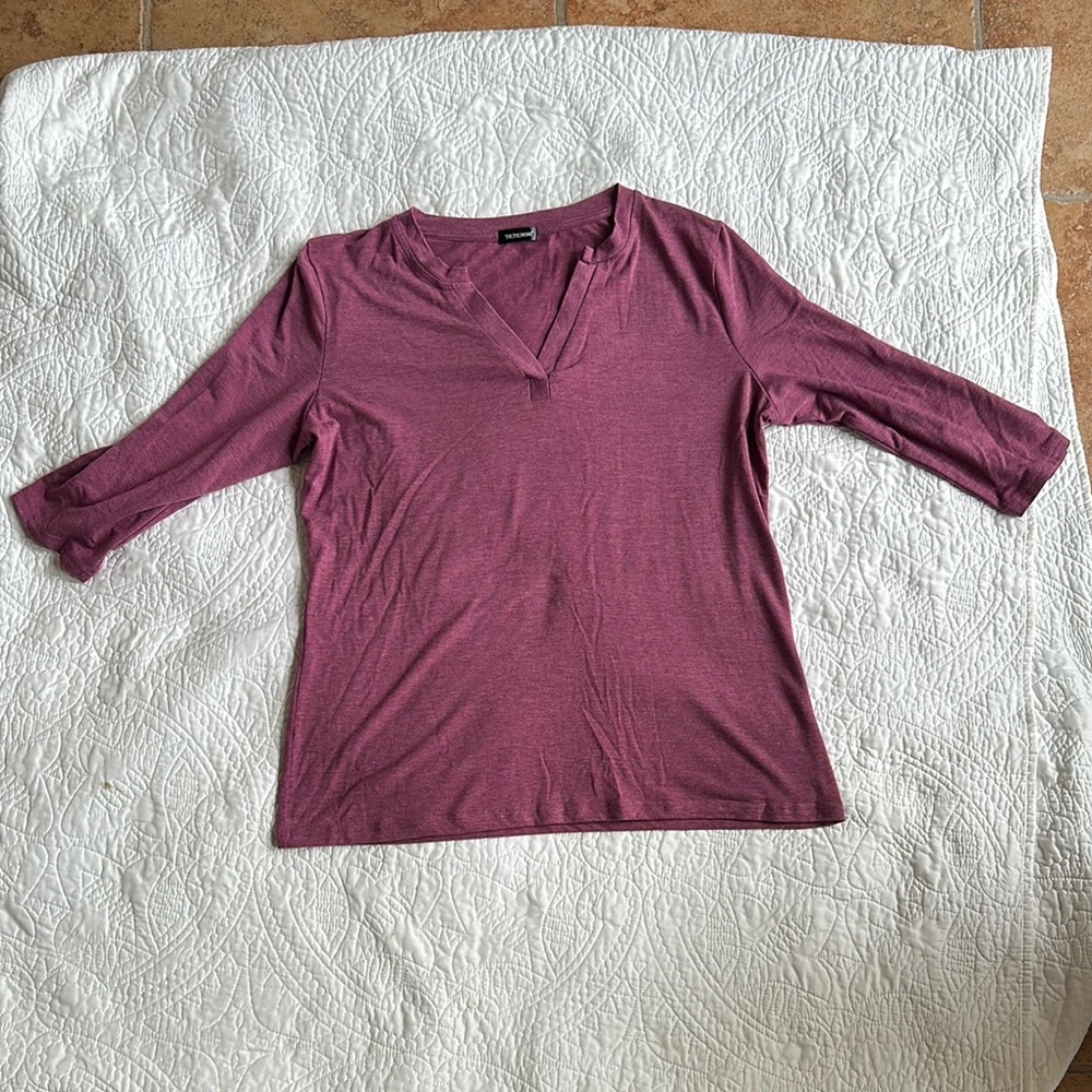 Ticticmimi Women's V-Neck 3/4 Sleeve Top Size:L